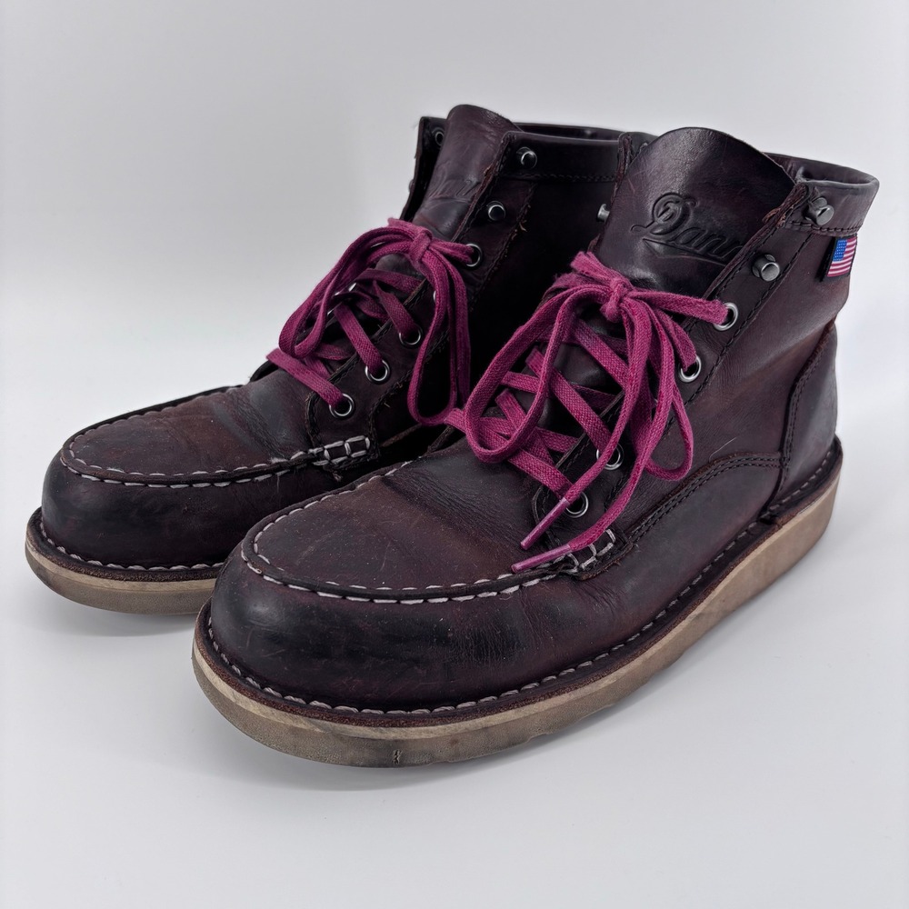 Danner Bull Run Moc Toe 6" Steel Toe Work Boots Womens 8.5 Brown Wedge Sole WORN